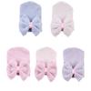 0-6 Months Newborn Baby Hats Cotton Beanie with Bow Soft Knit Tire Striped Infant Caps Toddlers Bebe Photography Hats