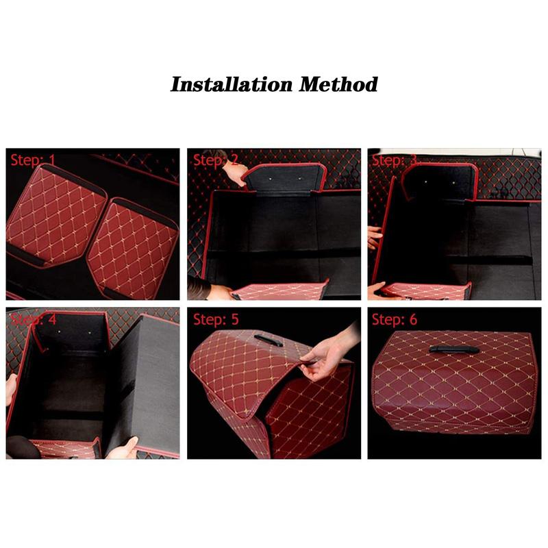 Organizer do bagażnika samochodu luksusowy składany bagażnik samochodowy schludny schowek Wodoodporny organizer do bagażnika samochodowego PU do samochodu
