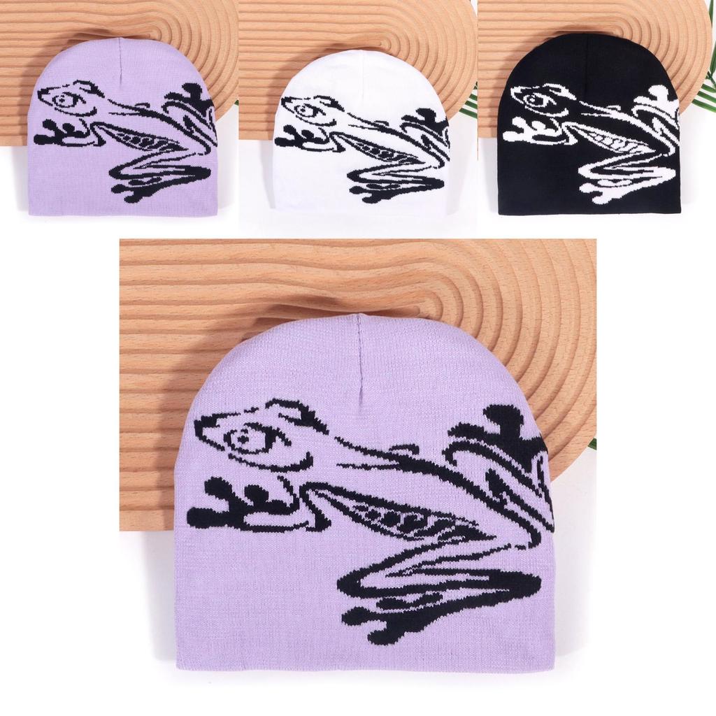 Knitted Frog Pattern Thermal Hat For Women And Men Winter Outdoor Wear
