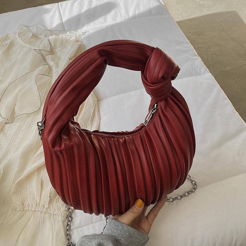 Niche underarm pleated bag women's autumn and winter new retro popular women's bag versatile portable soft knot dumpling bag