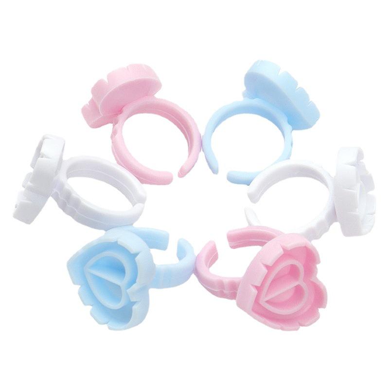 Heart-Shaped Eyelash Glue Dispenser Ring with One-Second Blooming Tray for False Eyelashes