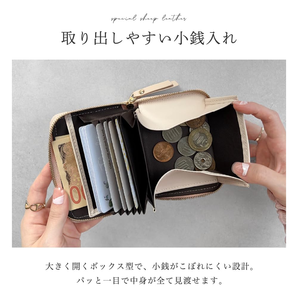 LASIEM Genuine Leather with Wide Bill Mini Small Folding No Classic Rose (Lasiemu) [Custom-made Compartment] Women's Wallet, Wallet, Gift, Wallet,