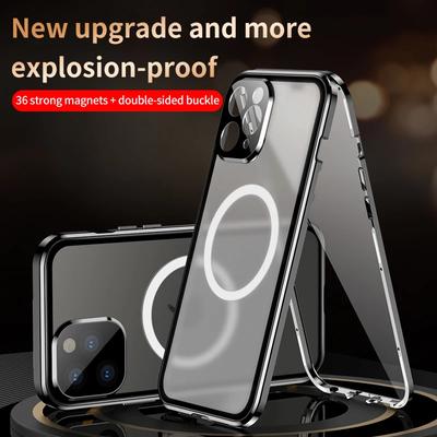 For iPhone 16 15 14 13 12 Pro Max Case Magnetic Magsafe Compatible 360°Full Screen Glass Closed Aluminium Alloy Protection Cover