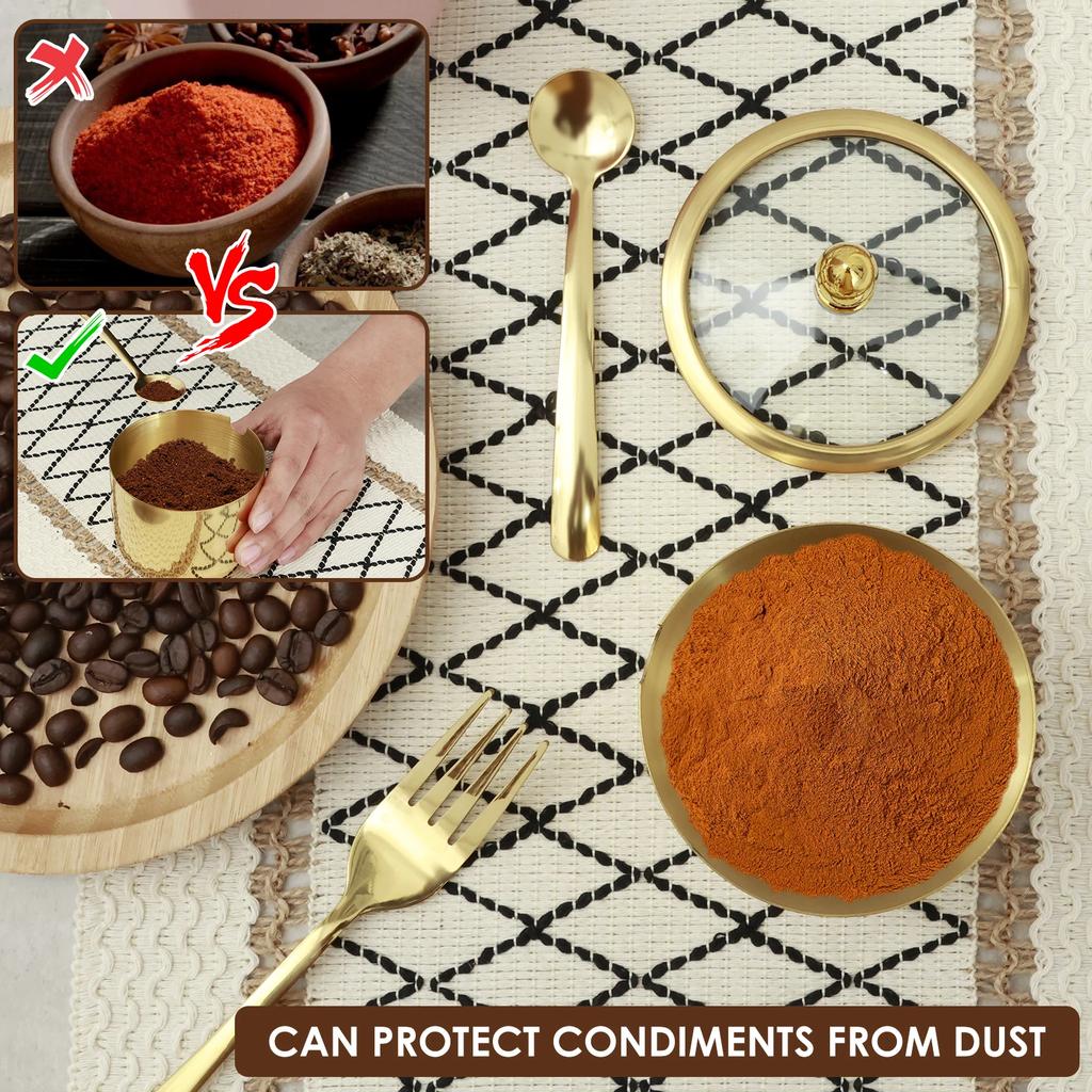 Stainless Steel Sugar Bowl Set with Glass Lid Spoon and Tray Rustproof Seasoning Box Round Condiment Pots Polished Shiny Sugar