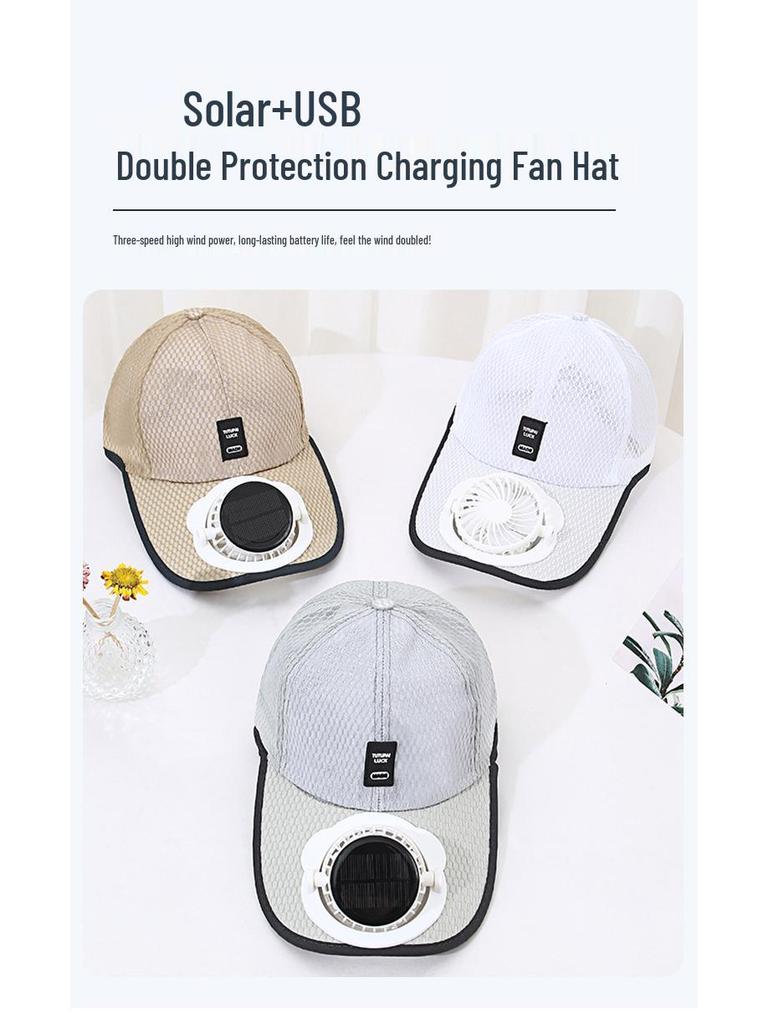 Unisex Solarbetriebener Ventilatorhut: Outdoor Mesh Sonnenschutzkappe für Reisen und Sport