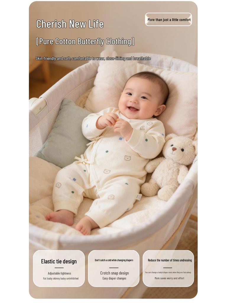 Newborn Baby Jumpsuit - Pure Cotton, Spring & Autumn, 0-6 Months, Base Layer & Crawling Rompers.