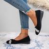 Round Toe Flat Sole Single Shoes for Women, Rhinestone Shallow Mouth Mom Shoes, Casual Shoes