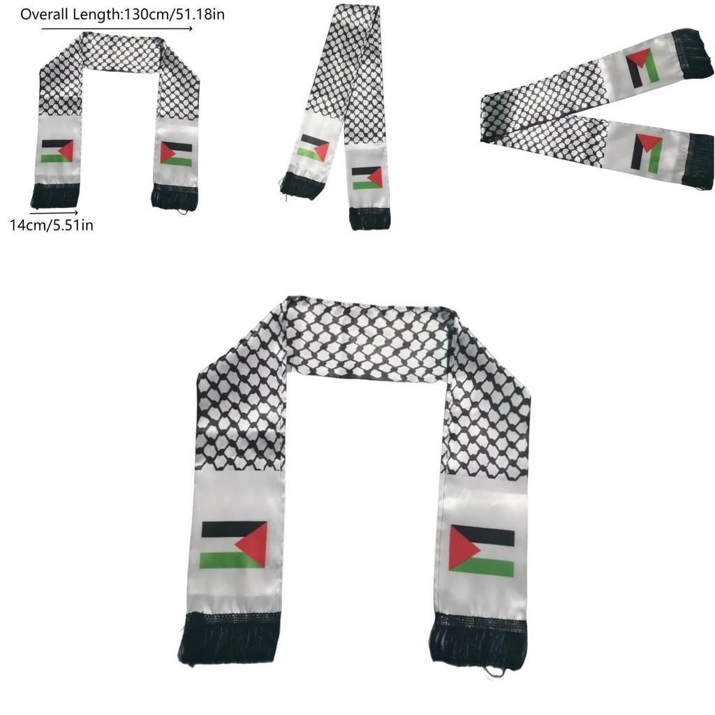 Long Rectangle Palestinian Flag Scarf 14*130cm Soft Polyester Material
