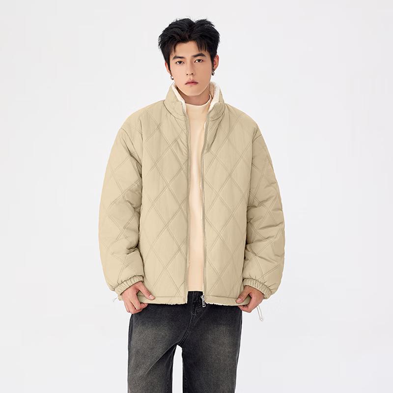 MINISO Men's Heavyweight Plush-Lined Stand Collar Winter Jacket