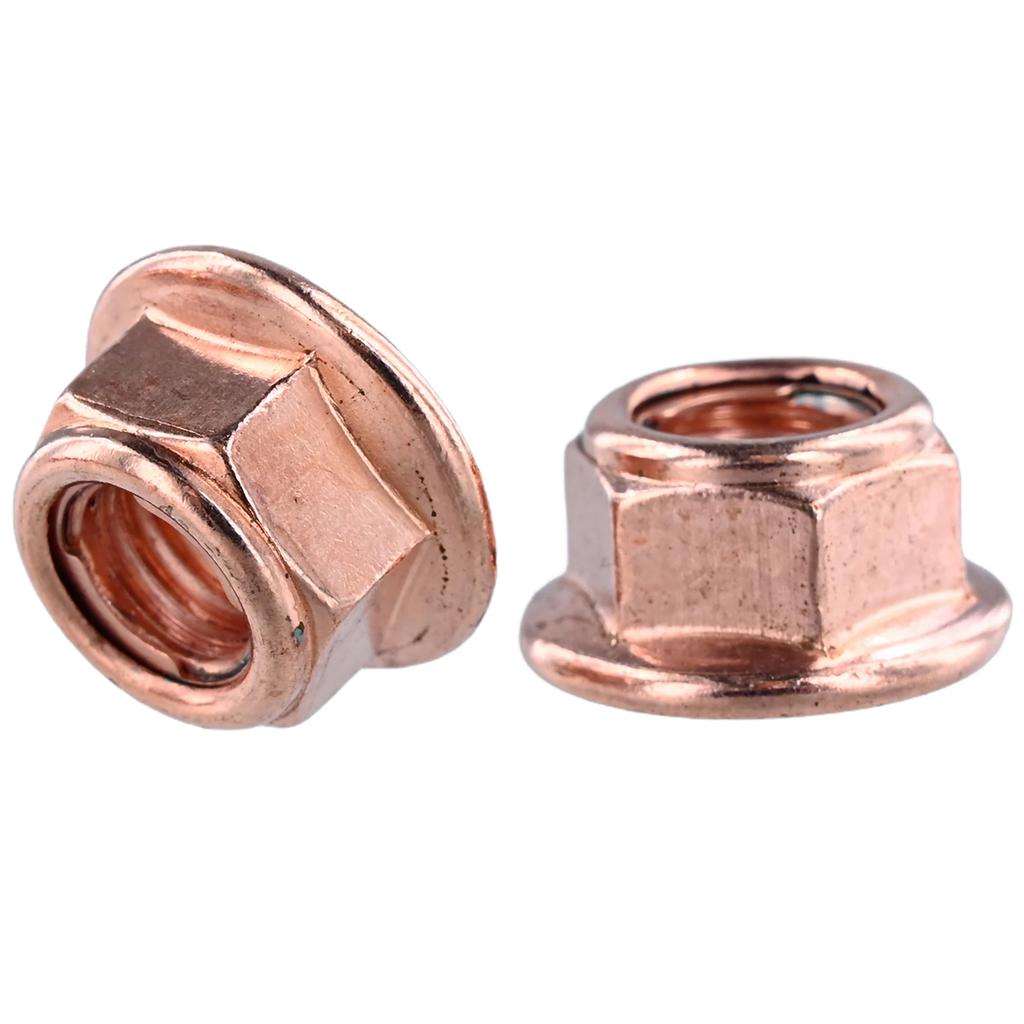 50Pcs/pack Car Exhaust Manifold Lock Nuts Copper Plated M8x1.25 For BMW Vehicles Metal Hexagon Nut Car Acesssories Tools