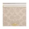 COACH etter Logo Closure Double Zipper Signature Coated Canvas and Leather Wallet Women's Pink and White Pink and white