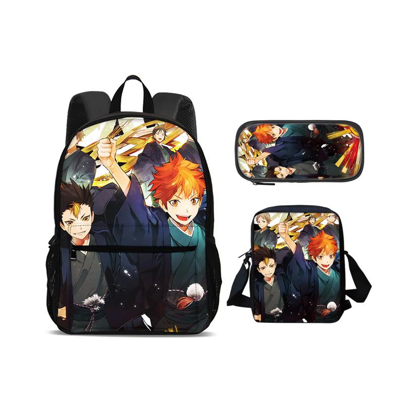 Haikyuu backpack pencil case shoulder bag 3Pcs Set printed new large capacity student boy and girl best birthday gift for school