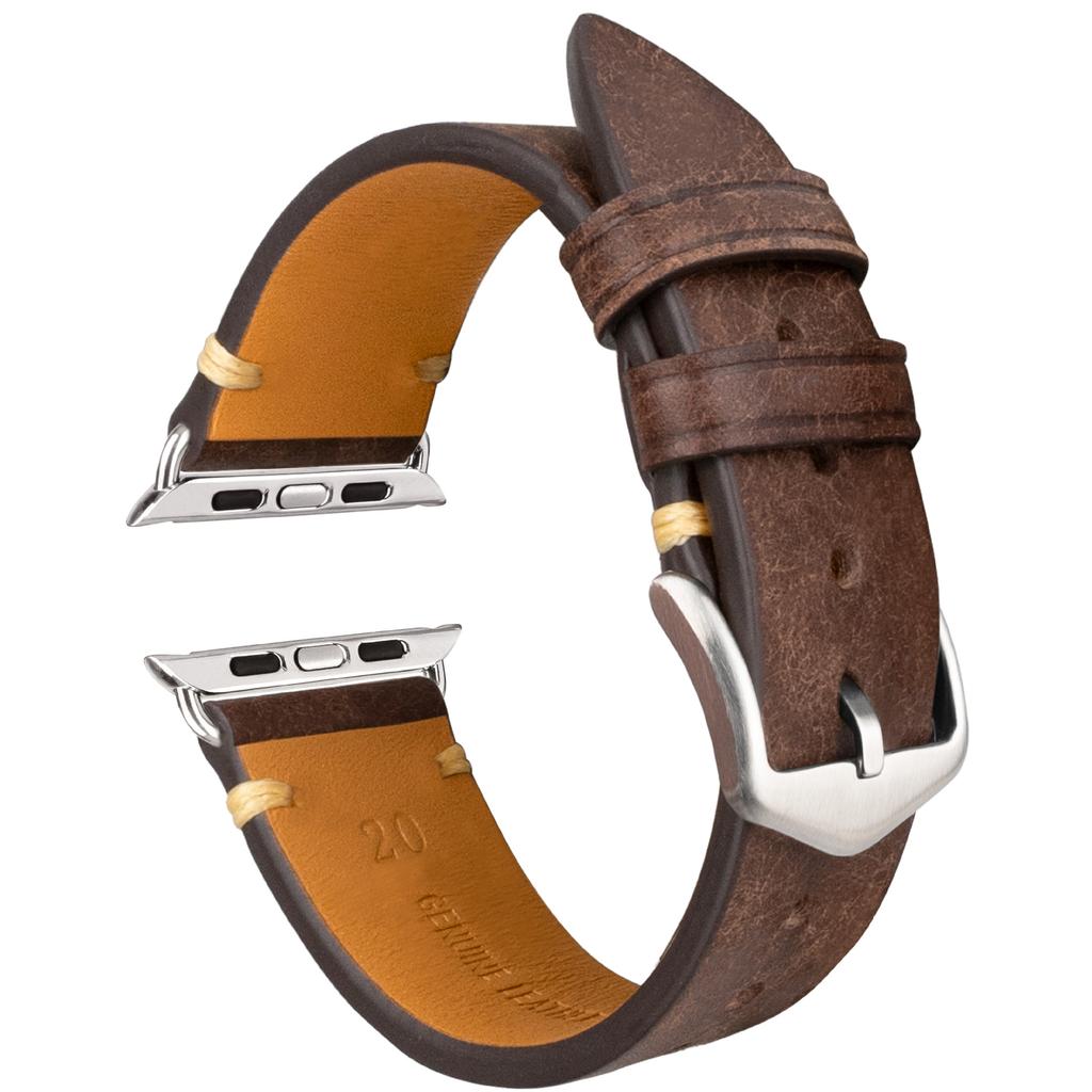 Frosted Brown Genuine Leather Watch Strap Replacement for Apple Watch Series 7 8 SE Custom Wristband Replacement Accessory
