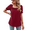Women Summer Square Collar Short Sleeve Blouses Solid Loose Elegant Shirts Casual Streetwear Tunic Tops 2025