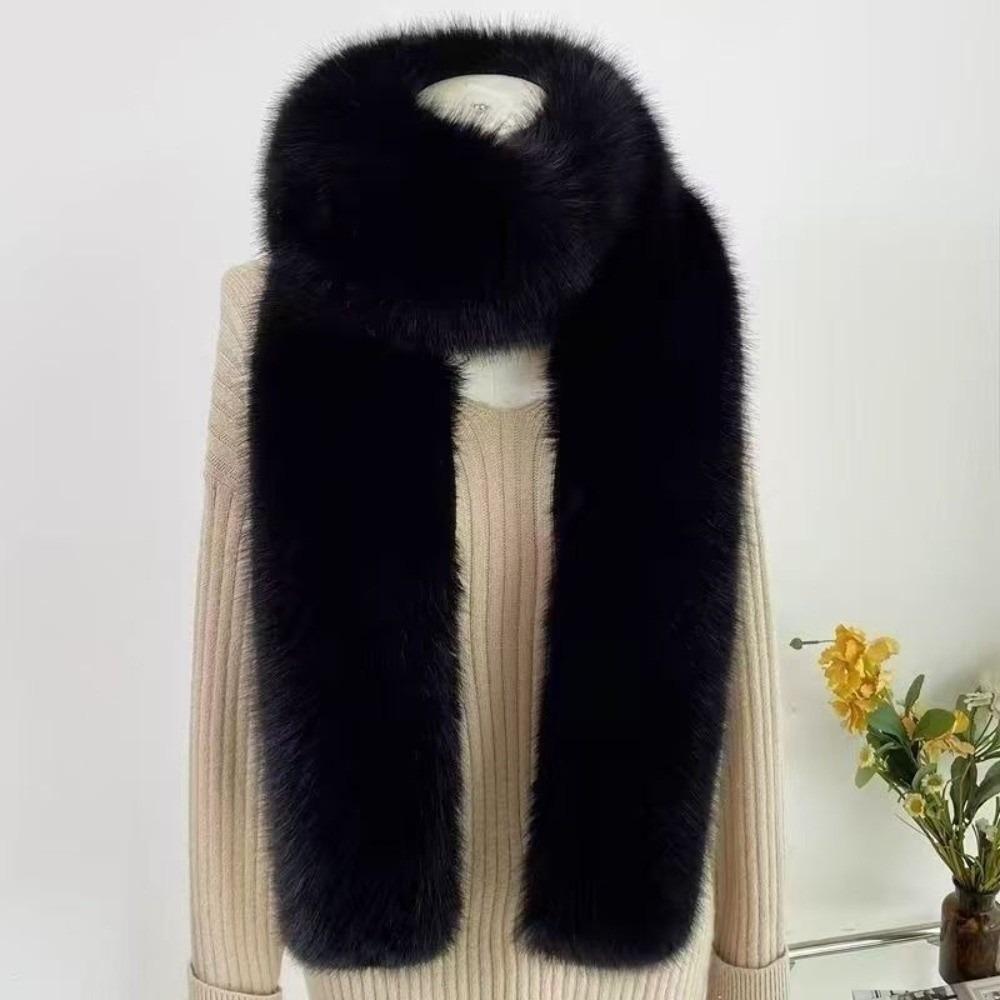 Elegant Plush Neck Warmer Solid Color Fluffy Long Scarf Ladies Imitation Mink Fur Scarf Party