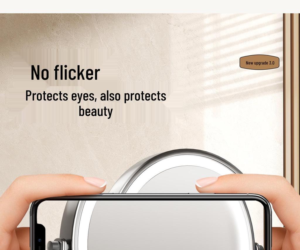 Wall-Mounted Foldable Vanity Mirror with Lights (Double-Sided, Punch-Free Installation) for Bathroom.