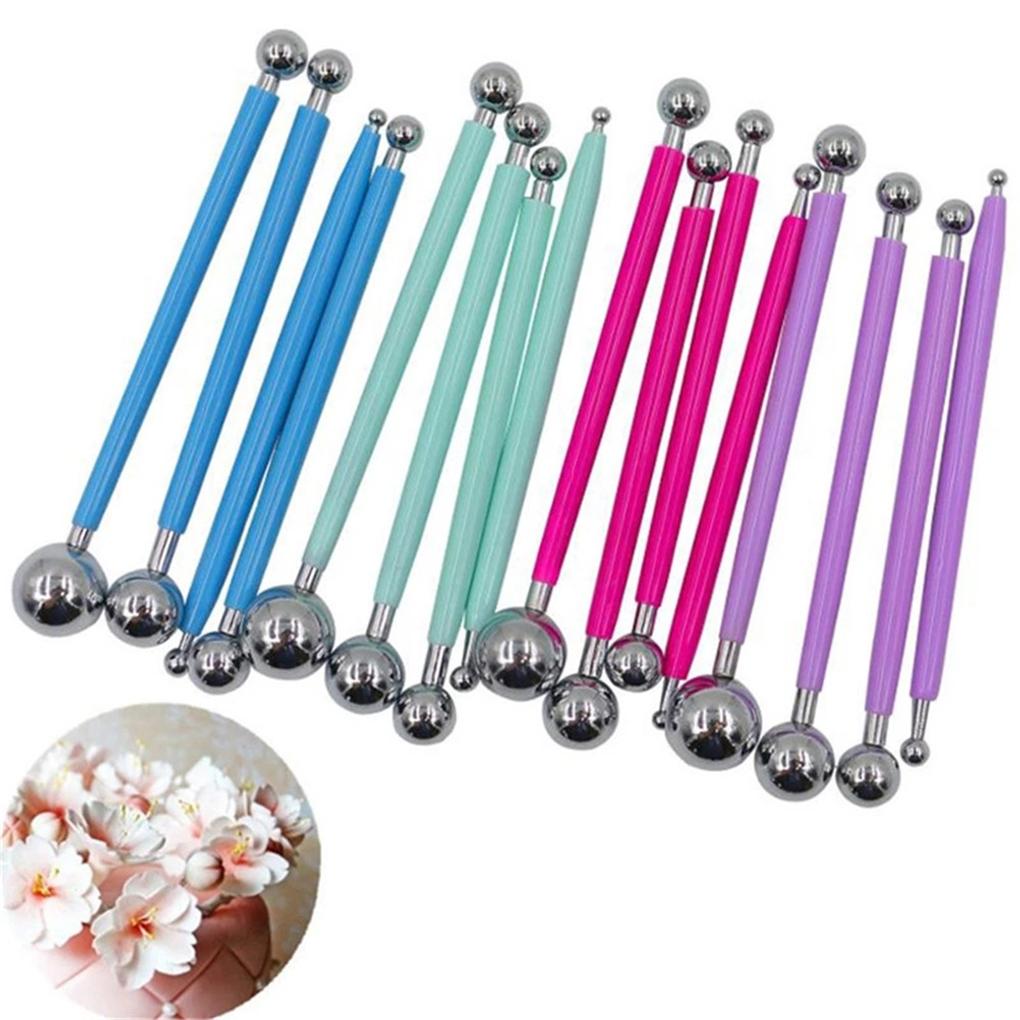 4Pcs Stainless Steel Tools Spherical Sugar Set Group Double Head Clay Sewing Pen Cake Cooking Accessory StylusProfessional