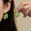Super Fairy Small Fresh Green Grape Earrings Women'S High-End Sense Crystal Bobo Qingti Earrings Niche Design Cute Earrings