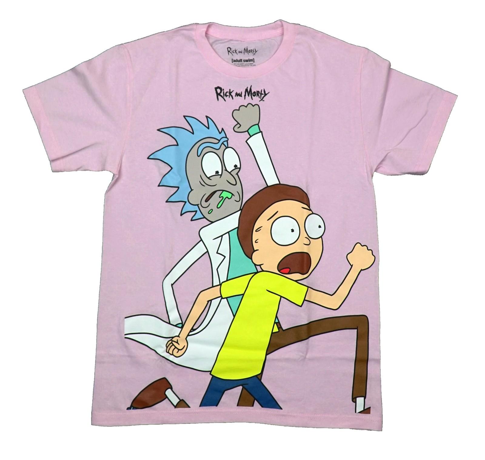 Rick and Morty New Adult T-Shirt - Full Front Image of Rick and Morty Running M