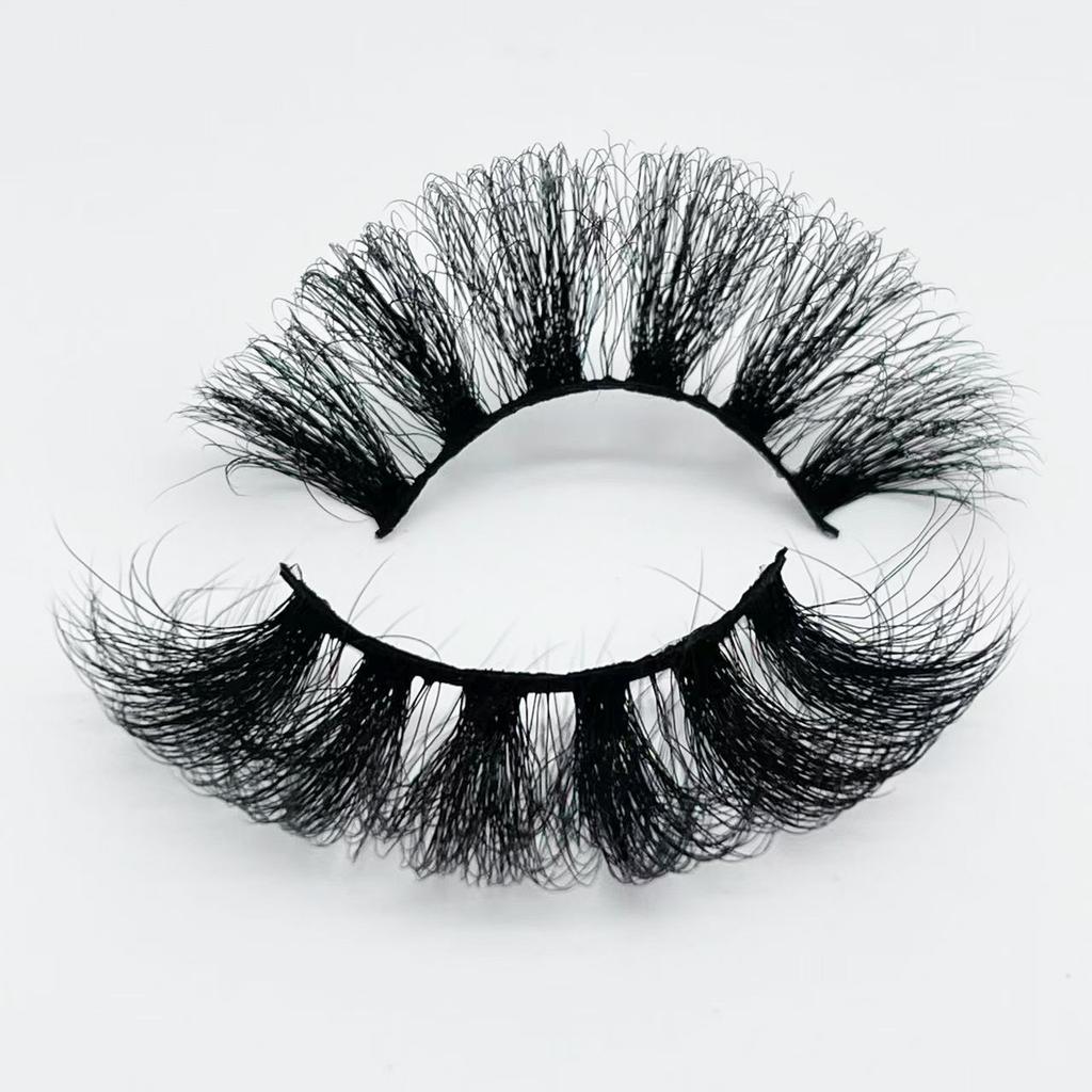 25mm Mink Eyelashes Russian Curly Eyelashes European And American Thick Messy Fried Hair False Eyelashes