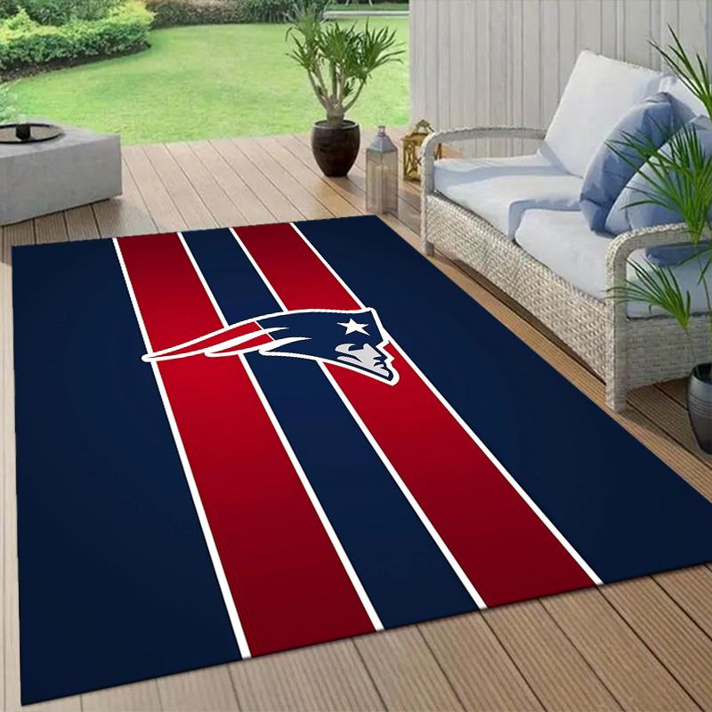 New England Patriots Flannel Pattern Square Carpet,Area Rug,Carpet Rug for Living Room Bedroom Sofa Playroom Decor,Non-slip Floor Mat