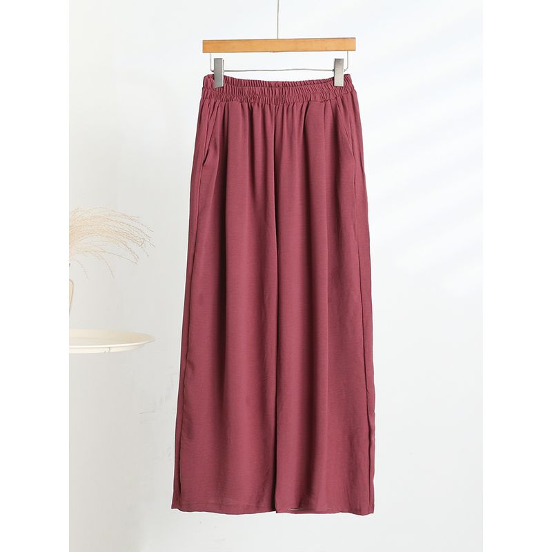 Cotton and Linen Casual Pants Women Summer Thin Straight Wide-Leg Pants Plus size Loose Sweat pants Solid All-Match Ice Silk Trousers