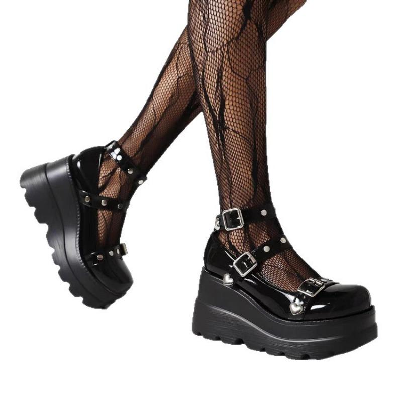 Women's, Muffin Thick-soled Wedge Heel High Heel Love Buckle Women's Shoes Sweet Beautiful Women Princess Shoes