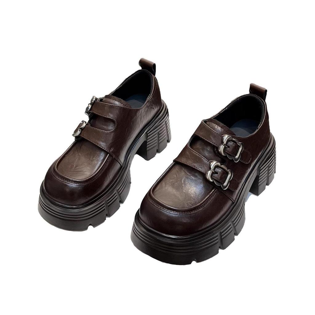 Double-breasted versatile and comfortable British style small leather shoes, spring 2025 new temperament elegant Mary Jane shoes