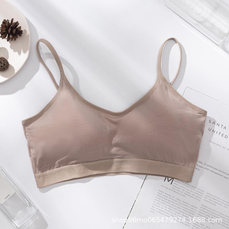Fixed Cup One-piece Beauty Back Wrapped Chest Tube Top Cotton Gathering Bra Student Sling Sports Vest Girl Underwear