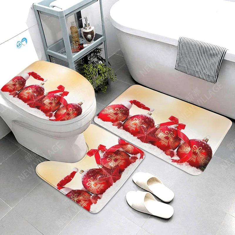 Home Bathroom Floor Mats Christmas Decorations Bath Foot Mat Modern Bathroom Accessories Rug Toilet Mat Bathtub Anti-slip Carpet