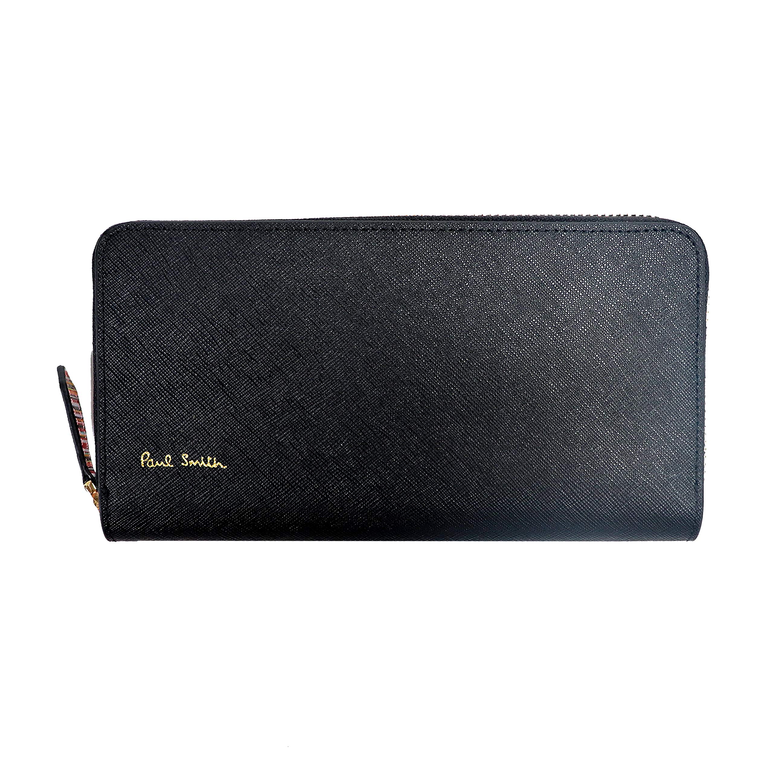 

Paul Smith Long Wallet Genuine Leather Zipper PSC78 Engraving [Name Available] (Black)