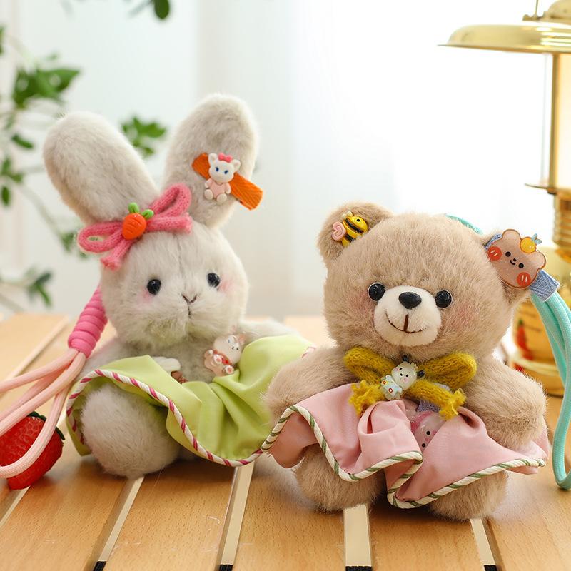 Cute Little Bear Keychain Mailou Bear Pendant Plush Toy Rabbit Cartoon Doll Bag Hanging Decoration Girl Gift