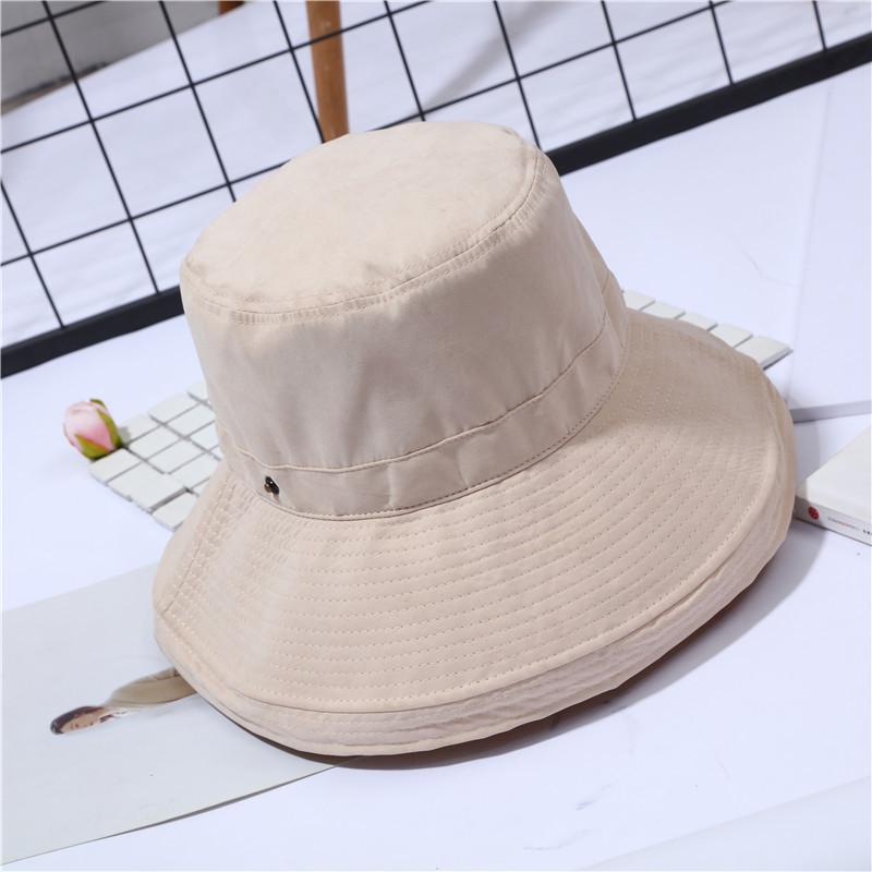 Bucket Hat Women's Summer Pure Cotton Breathable Sweat-absorbing Foldable Large Edge Sun Hat Easy To Carry