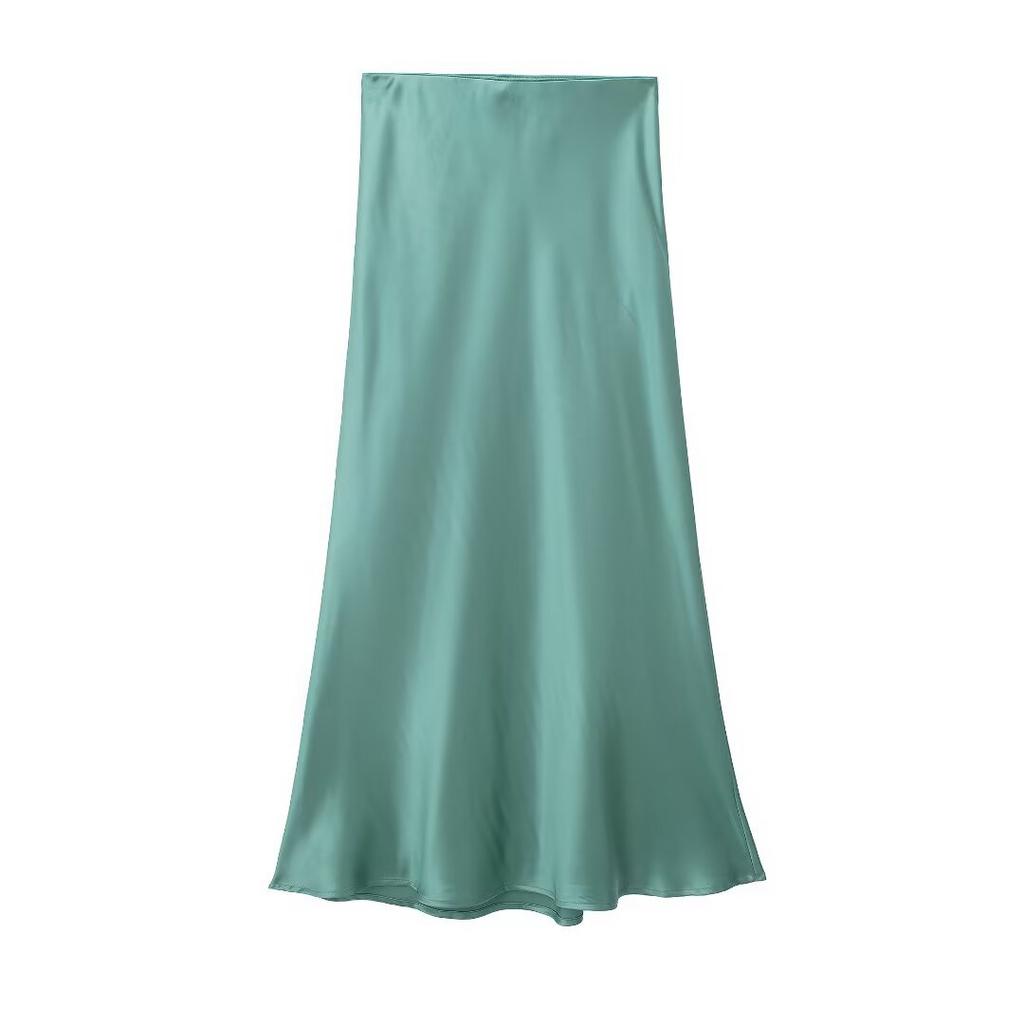 European and American style, new women's clothing, fashionable, casual silk satin texture Midi skirt 5427/453