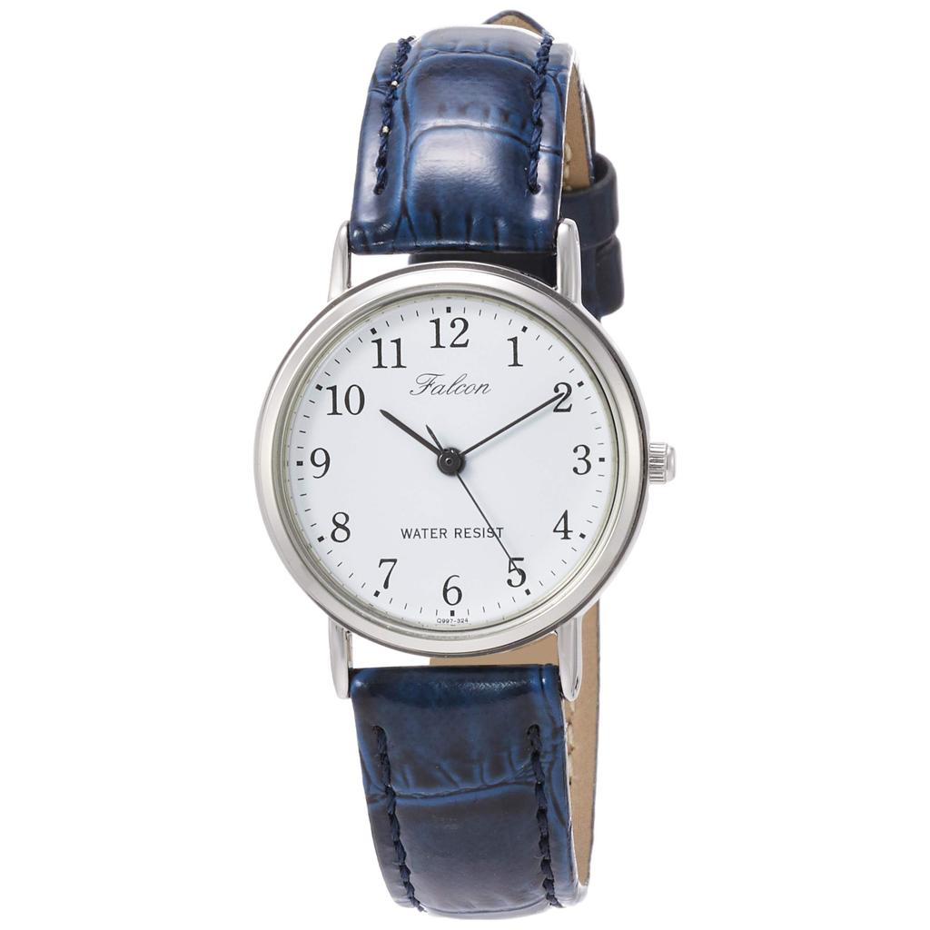 Citizen Q&Q Women's Analog Waterproof Leather Strap Watch Q997-324 White Navy Stylish & Durable Timepiece