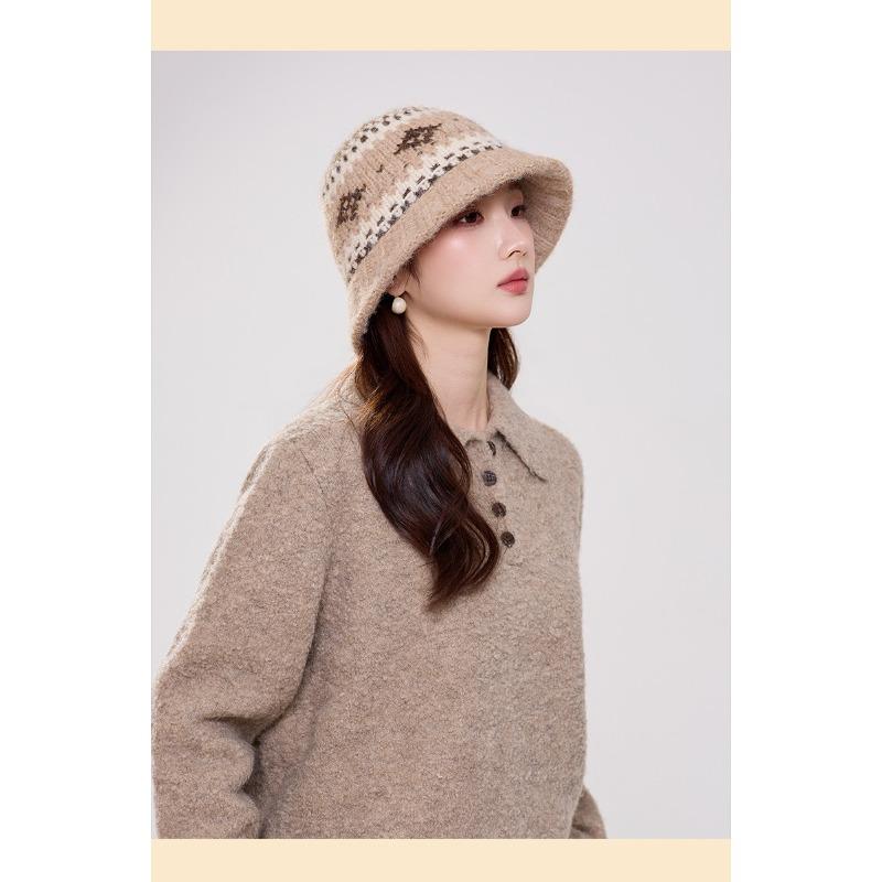 Women S Thick Warm Knit Bucket Hat For Autumn Winter Outdoor Cold Protection