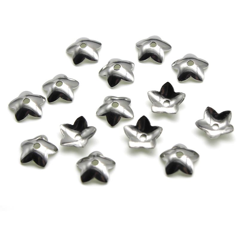 50pcs/lot 6mm 7mm Smooth Stainless Steel Filigree Spacer Bead Caps for Jewelry Making Findings End Caps DIY Accessories Supplies