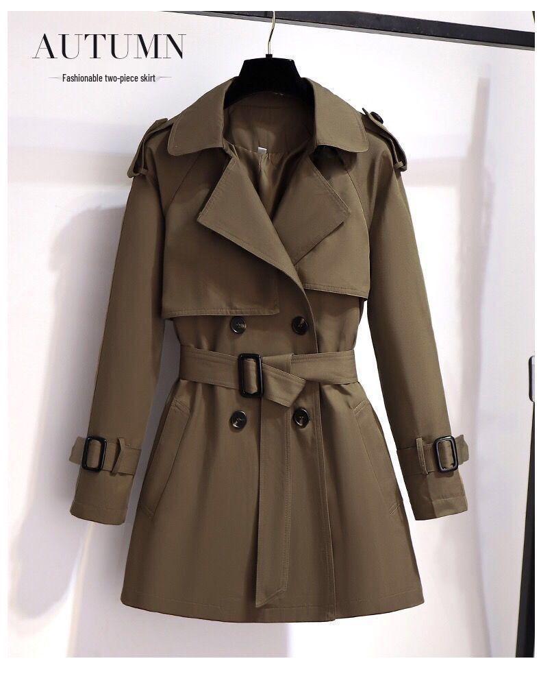 2024 Women's Spring Korean Style Trench Coat: Petite Mid-Length, British-Inspired High-End Outerwear