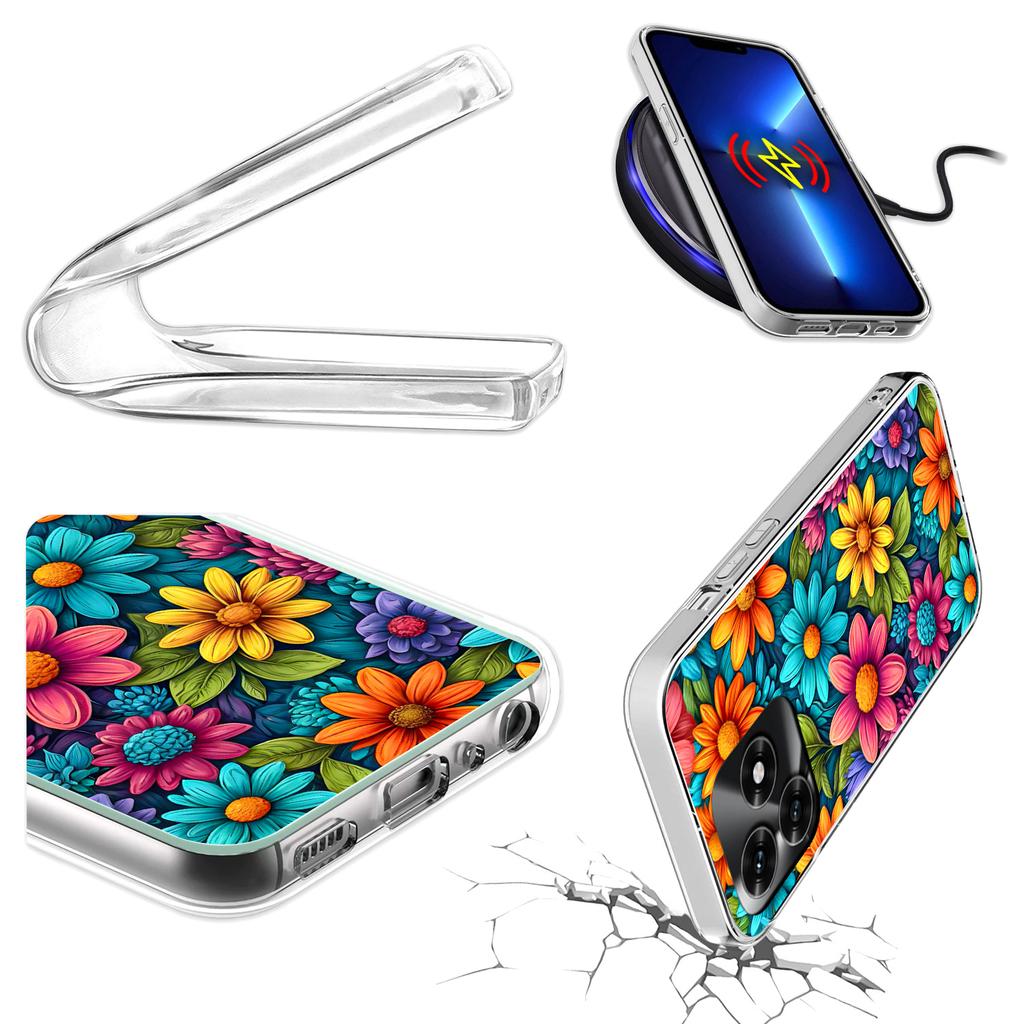 Etui Do Honor X5C Plus / X5C 4G Obudowa Foto Case Plecki Kwiaty + Szkło 9H
