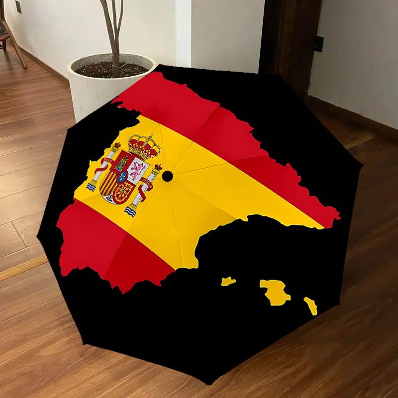 1 Stück Spanien Flagge Regenschirm - 8 Speichen verstärkt, Automatisches Öffnen, Leicht & Langlebig, Süßes Modeaccessoire für Draußen - T354