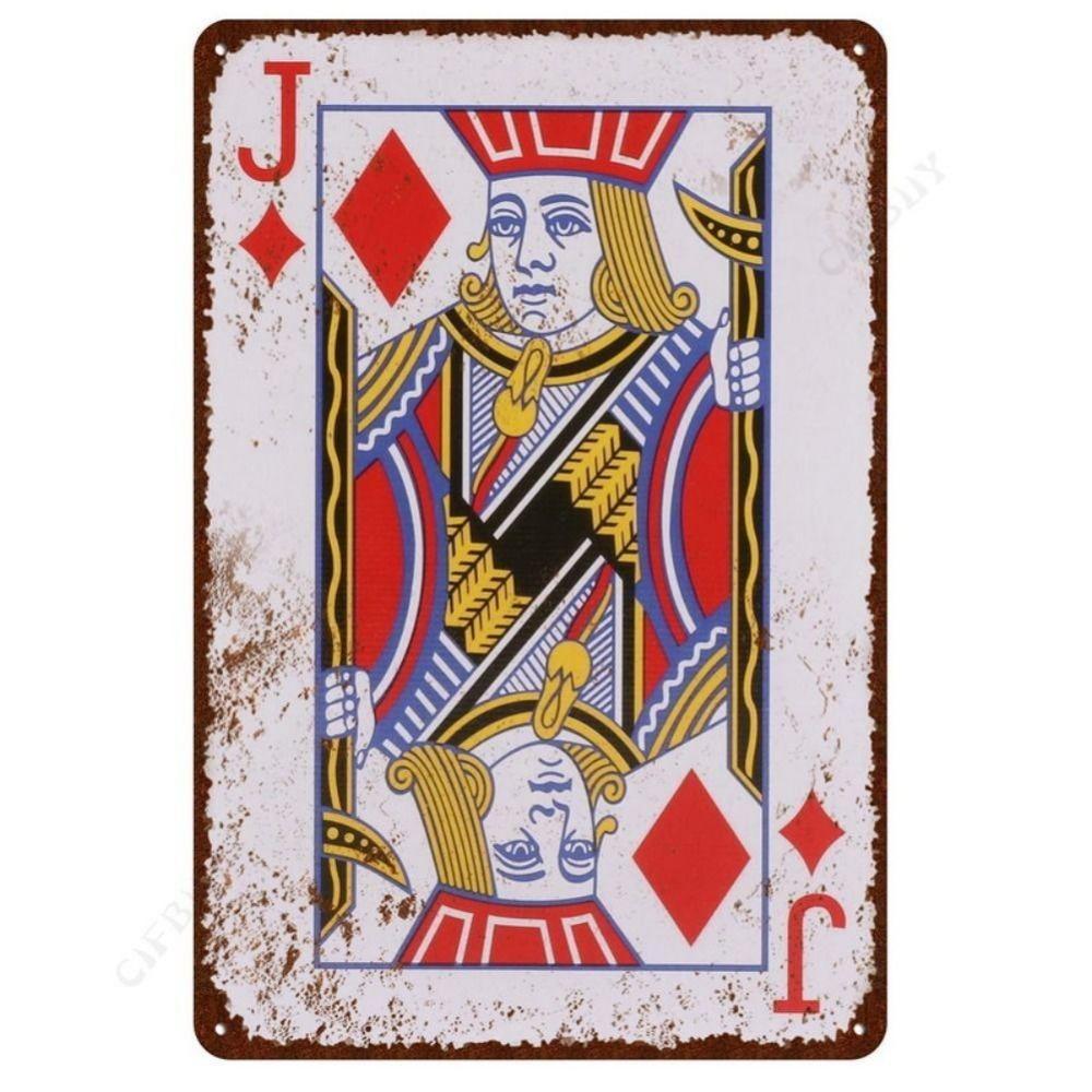 Spelkortsposter på väggen, metallplatta 20x30cm
