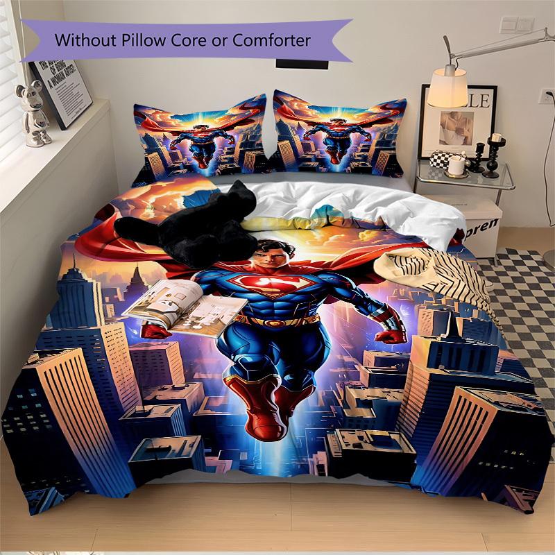 3pcs Superman Cover Set,Soft Comfortable Duvet Cover,Guest Room (1*Duvet Cover + 2*Pillowcases, Without Core) yy251024123