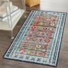 Teal Area Rug Small Rugs Boho Machine Washable Rugs Non Slip for Entryway Kitchen Bathroom Bedroom Vintage Soft Low-Pile Blue Flowers Colorful