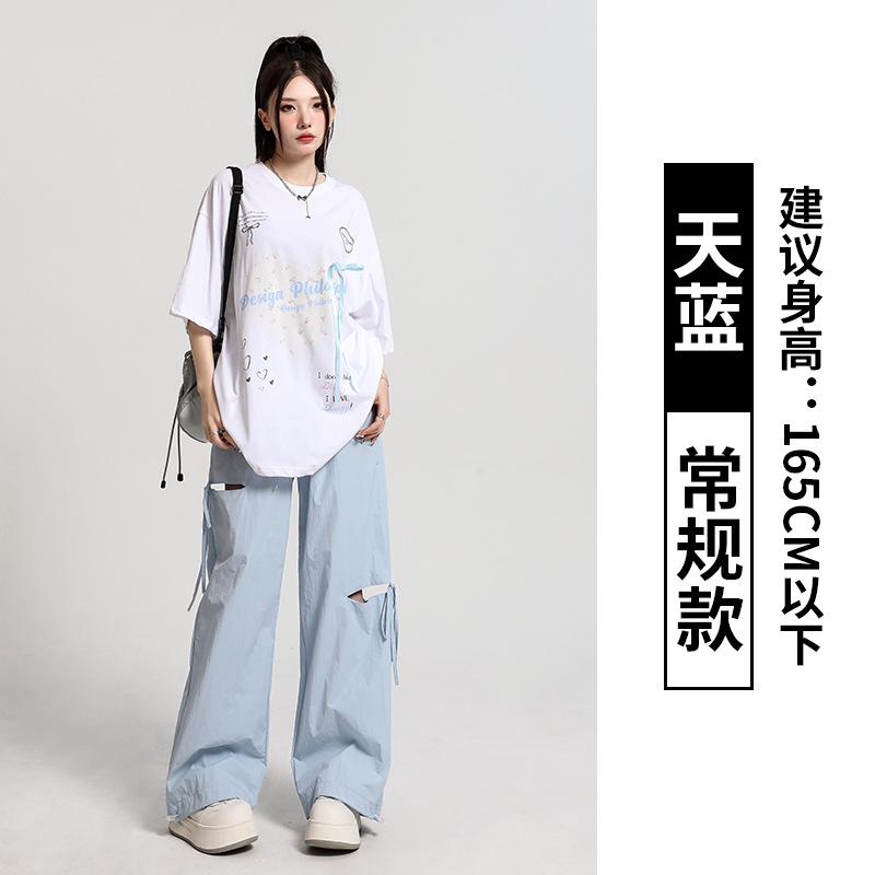 Overalls Women's Spring and Summer New Products High-end High-waisted Babes Small Casual Sports Wide-leg Straight Pants