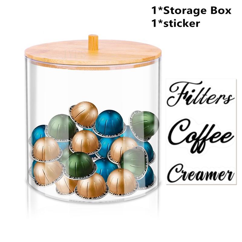 Transparent Coffee Capsule Box with Lid Dustproof Acrylic Storage Box Coffee Pod Holder Kitchen Organizer Capsules Accessories