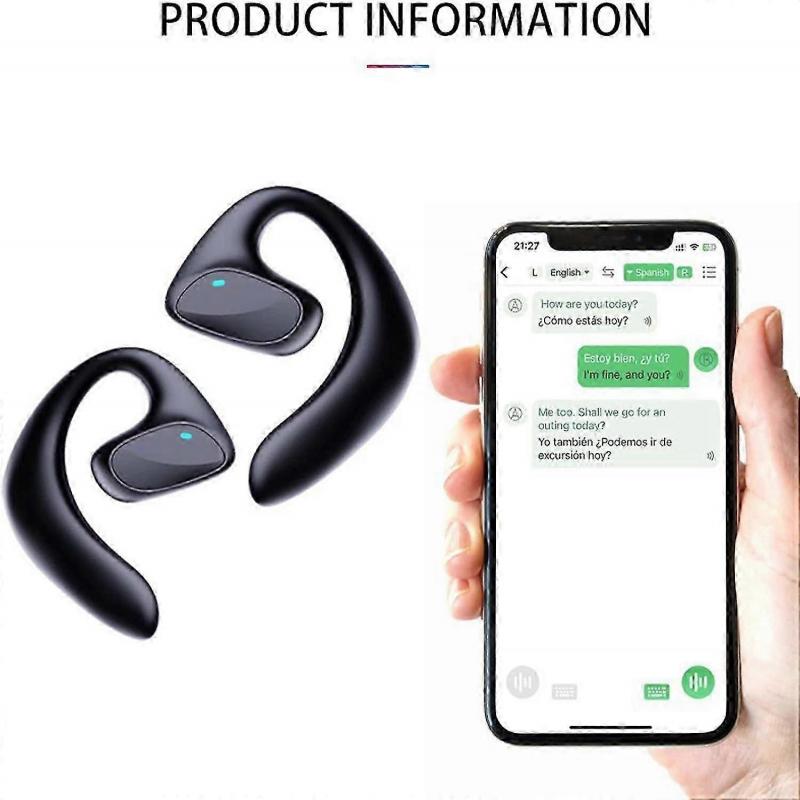 Translation Earbuds, Bluetooth Voice Translator, Black Edition—Ideal for Travel and Study