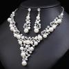 3pcs Fashion Euro-American Floral Zircon Zircon Set Plated Necklace Earrings Vintage-Inspired Bridal Accessories for Women