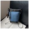IELGY Fashion Casual Bucket Bag Trendy All-Match Denim Shoulder Bag High-End Simple Cross-Body Bag