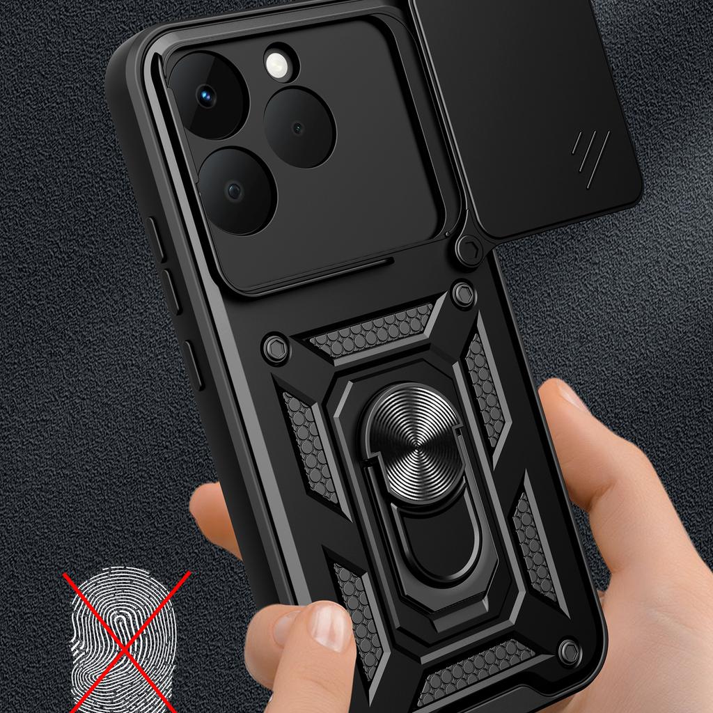 For Realme 15T 5G Case with Slide Camera Lid PC + TPU Kickstand Phone Cover