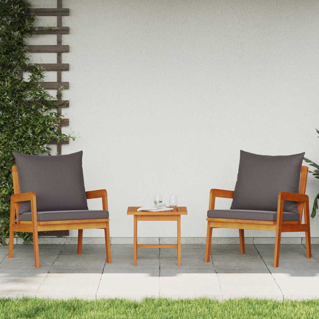 Garden Chair with Cushions 2 Pieces Oil Natural Finish 65 X 59.5 X 72 Cm
